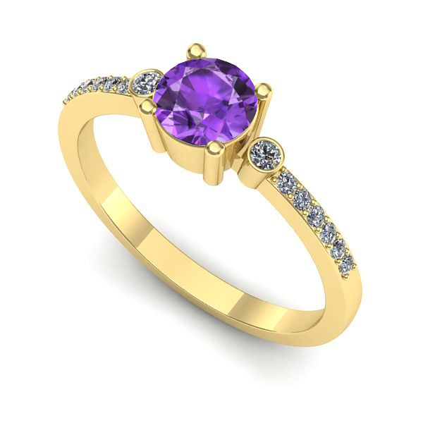 Inel de logodna din aur galben cu ametist
