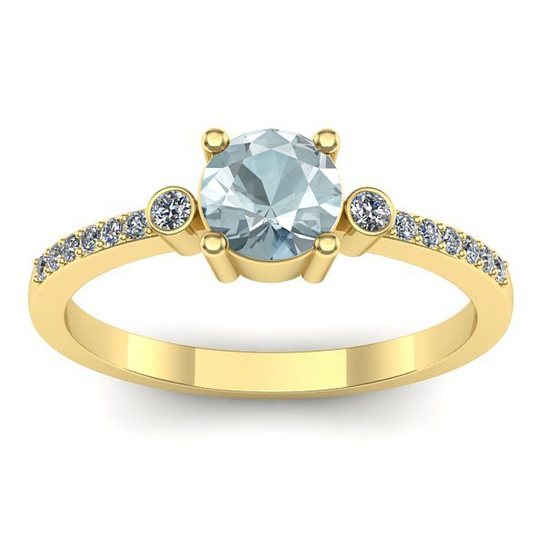 Inel de logodna cu aquamarin rotund