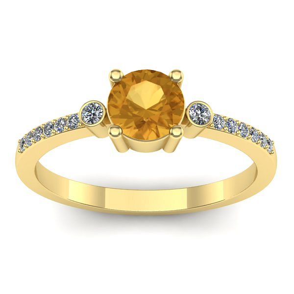 Inel cu citrin rotund