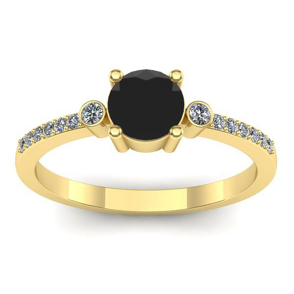 Inel de logodna cu diamant negru rotund