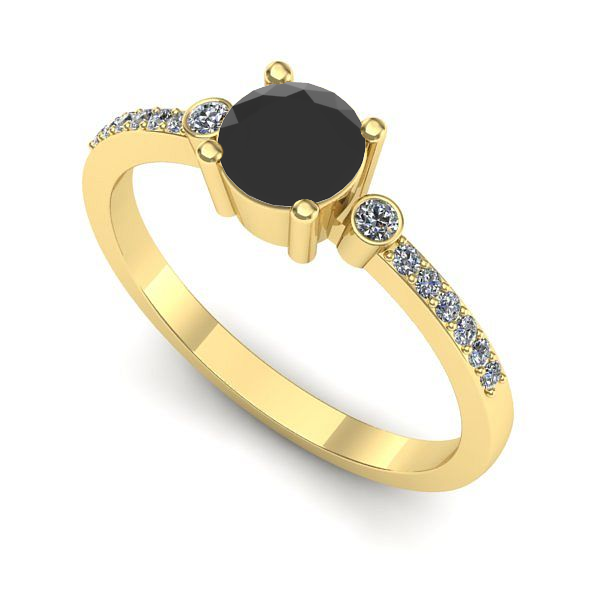 Inel logodna din aur galben cu diamant negru