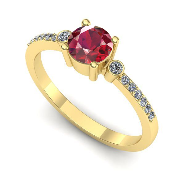 Inel logodna din aur galben cu rubin