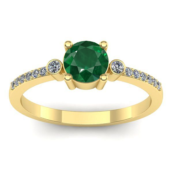 Inel de logodna cu smarald rotund