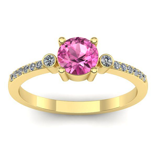 Inel logodna cu safir roz rotund