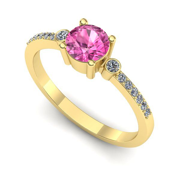 Inel din aur galben cu safir roz