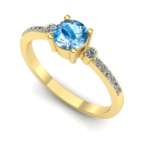 Inel de logodna din aur galben cu topaz blue