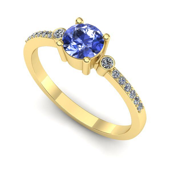 Inel logodna din aur galben cu tanzanit