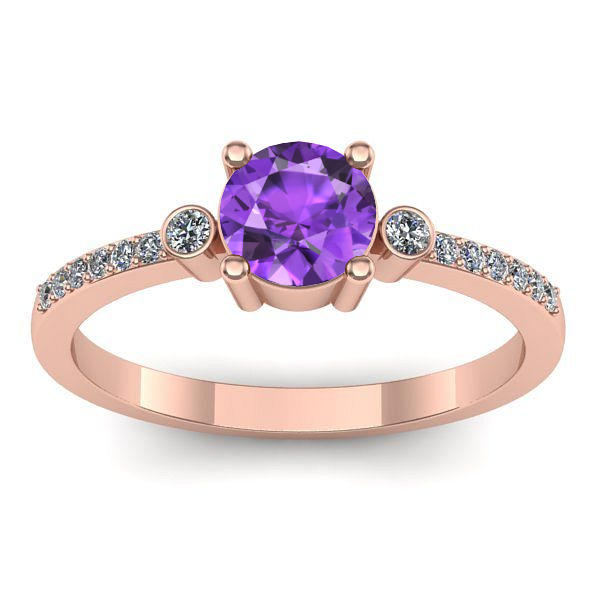 Inel logodna cu ametist rotund