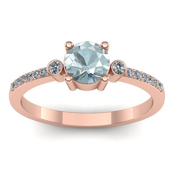 Inel logodna cu aquamarin rotund