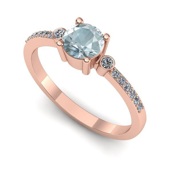 Inel din aur roz cu aquamarin