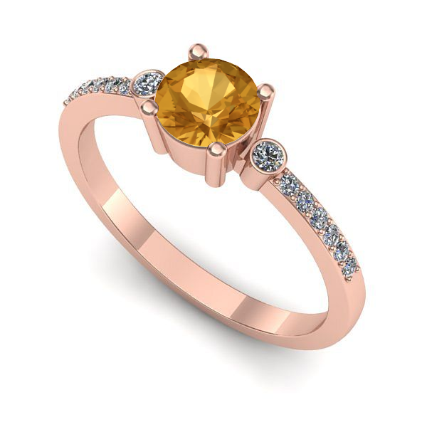 Inel de logodna din aur roz cu citrin