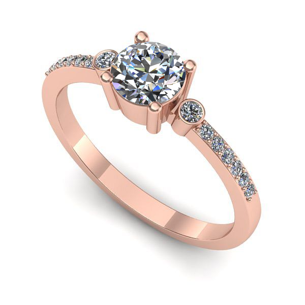 Inel din aur roz cu diamant