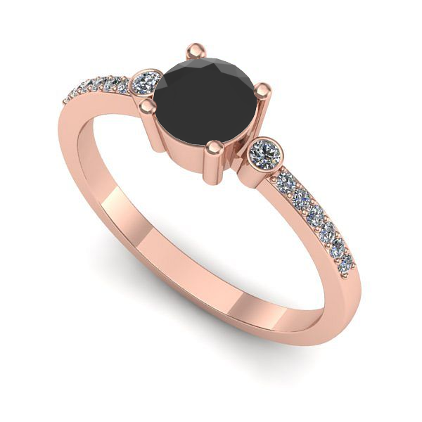 Inel de logodna din aur roz cu diamant negru