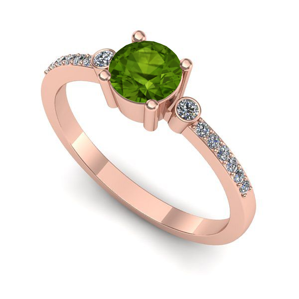 Inel logodna din aur roz cu peridot