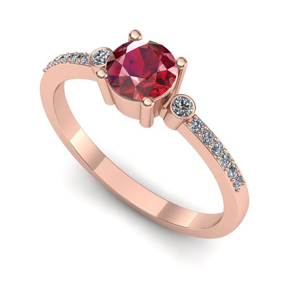 Inel logodna din aur roz cu rubin