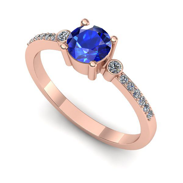 Inel de logodna din aur roz cu safir