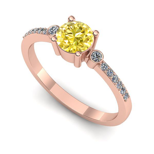 Inel din aur roz cu safir galben