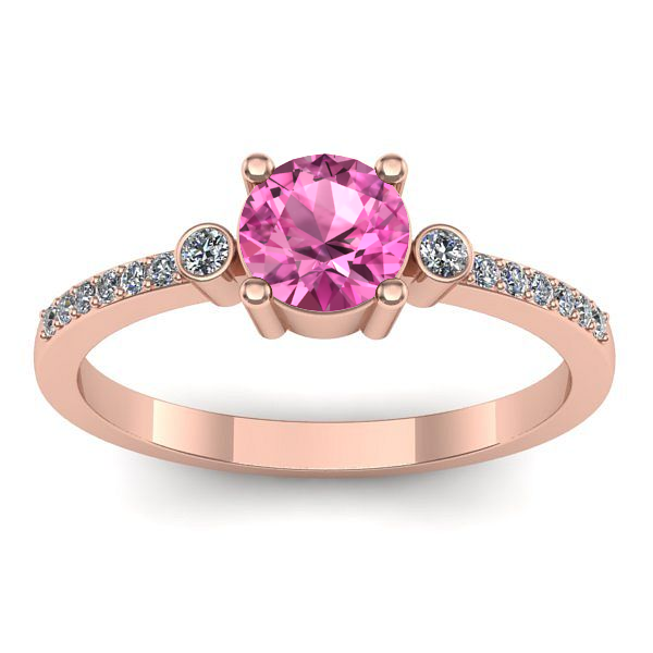 Inel cu safir roz rotund