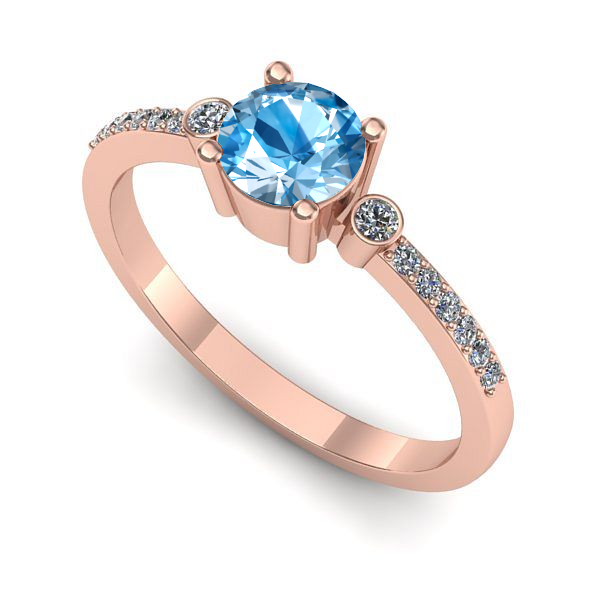Inel logodna din aur roz cu topaz blue