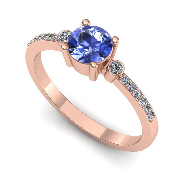 Inel logodna din aur roz cu tanzanit