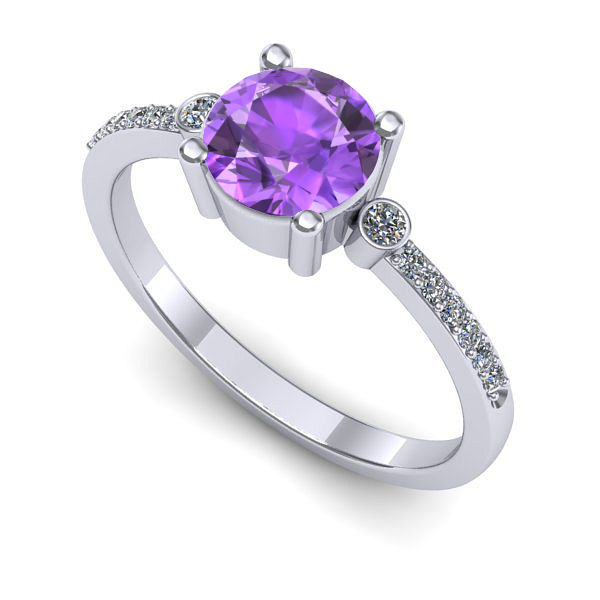 Inel de logodna din aur alb cu ametist