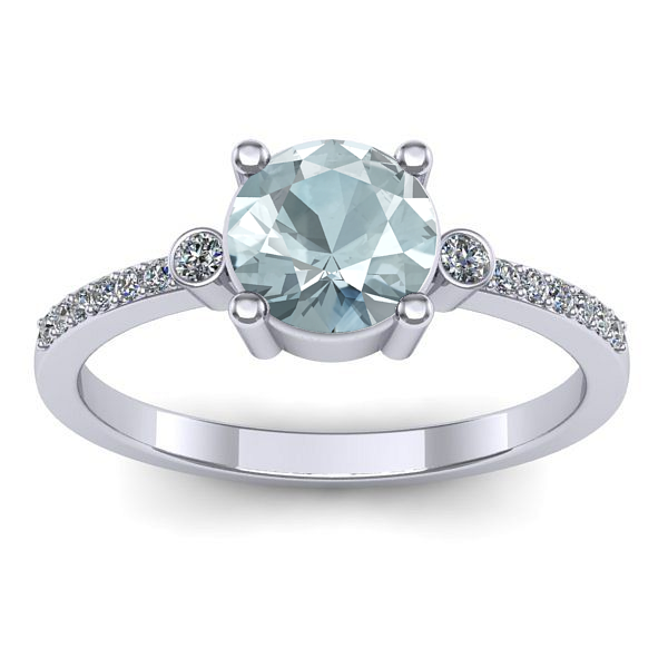 Inel logodna cu aquamarin rotund