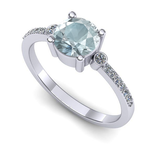 Inel din aur alb cu aquamarin