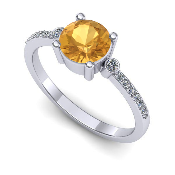 Inel de logodna din aur alb cu citrin