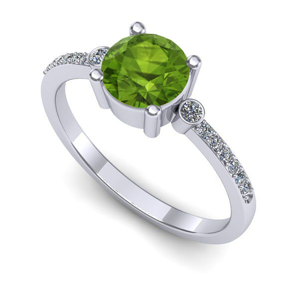 Inel din aur alb cu peridot