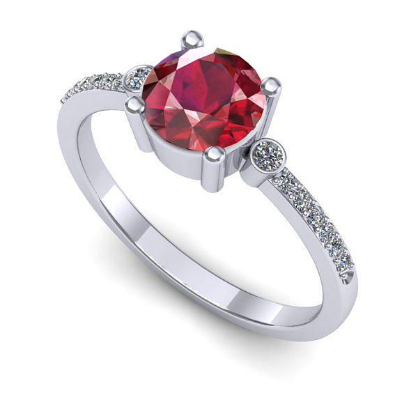 Inel de logodna din aur alb cu rubin