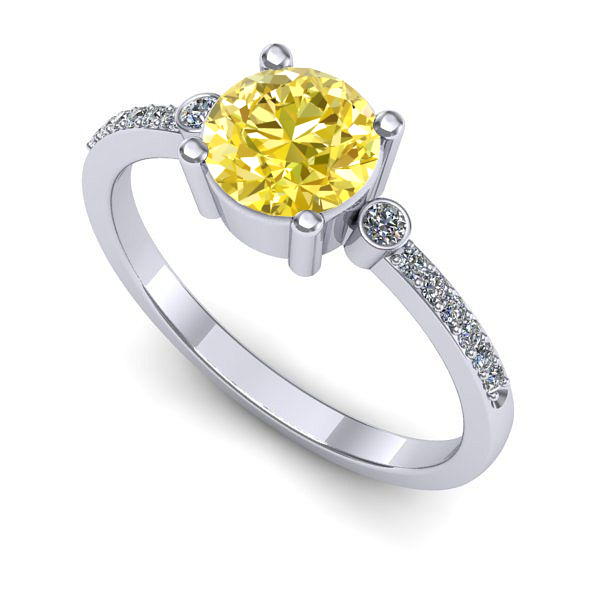 Inel de logodna din aur alb cu safir galben