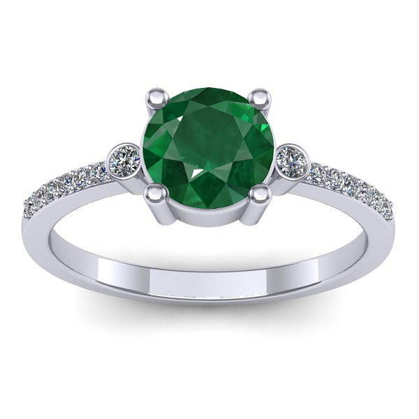 Inel logodna cu smarald rotund