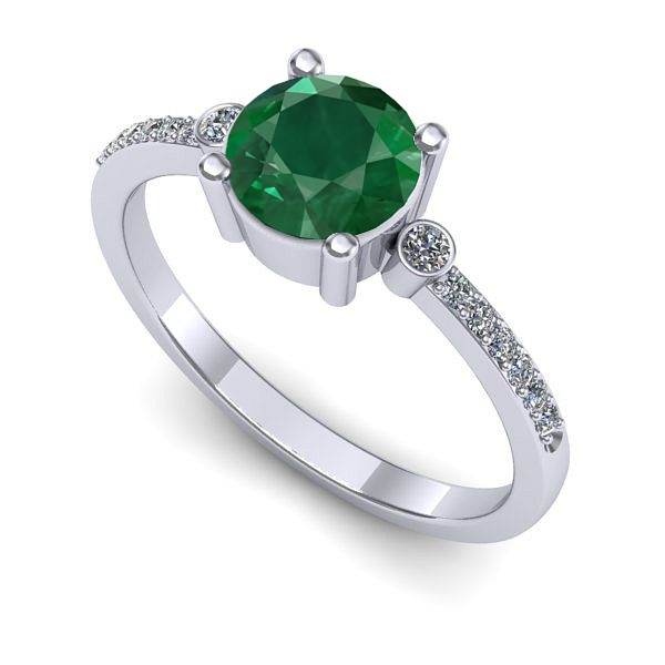 Inel din aur alb cu smarald