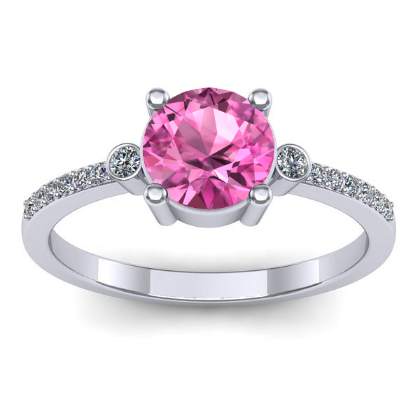 Inel logodna cu safir roz rotund
