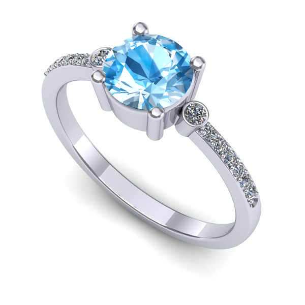 Inel logodna din aur alb cu topaz blue