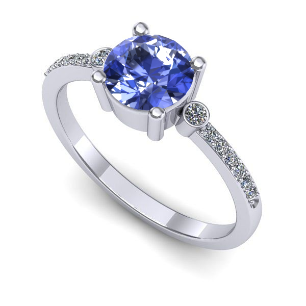 Inel de logodna din aur alb cu tanzanit