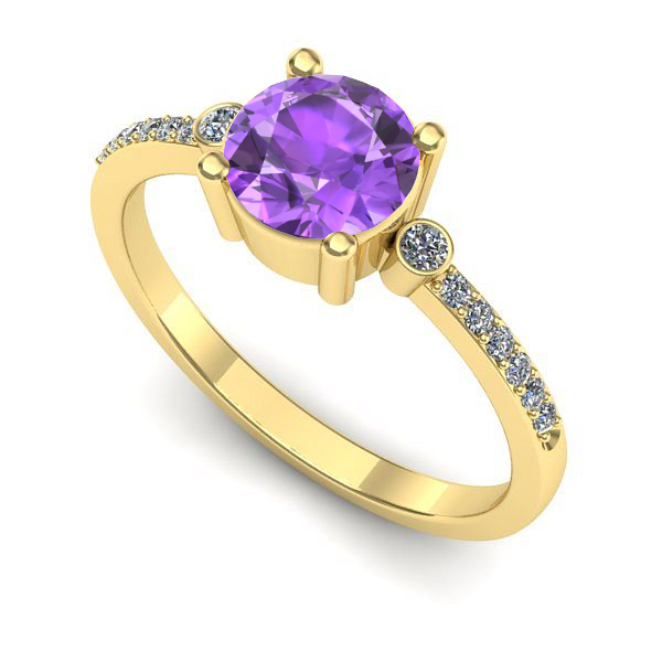 Inel din aur galben cu ametist