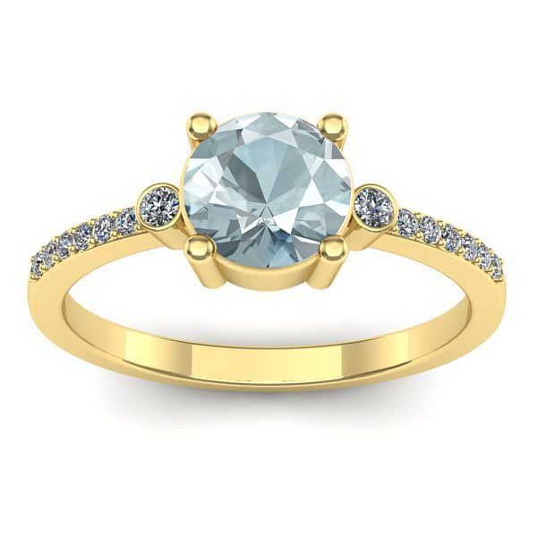 Inel de logodna cu aquamarin rotund