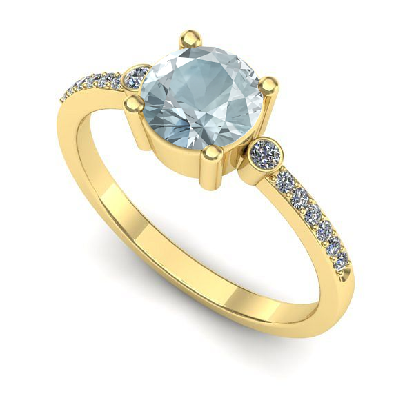Inel de logodna din aur galben cu aquamarin
