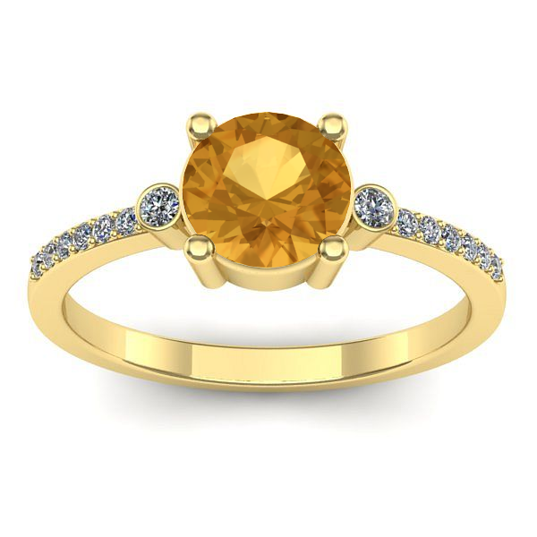 Inel cu citrin rotund