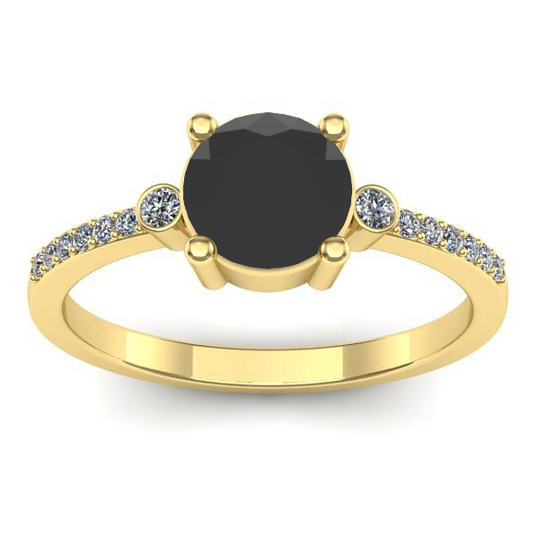 Inel logodna cu diamant negru rotund