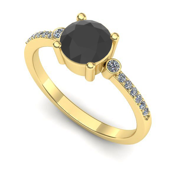 Inel de logodna din aur galben cu diamant negru