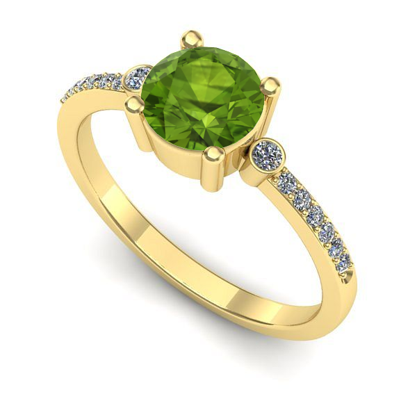 Inel logodna din aur galben cu peridot