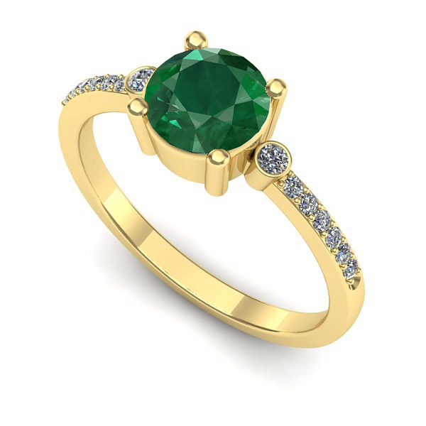 Inel logodna din aur galben cu smarald
