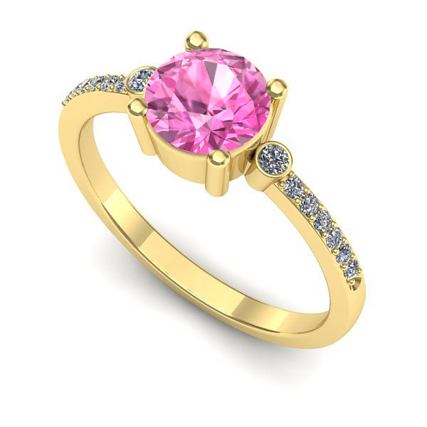 Inel din aur galben cu safir roz