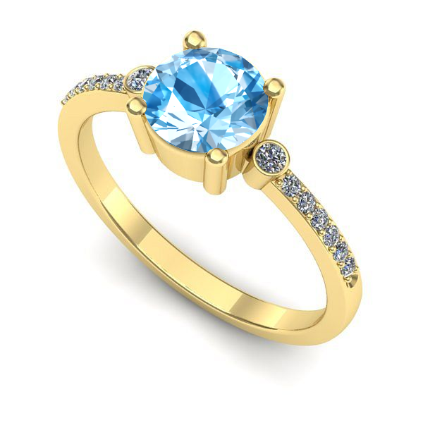 Inel logodna din aur galben cu topaz blue