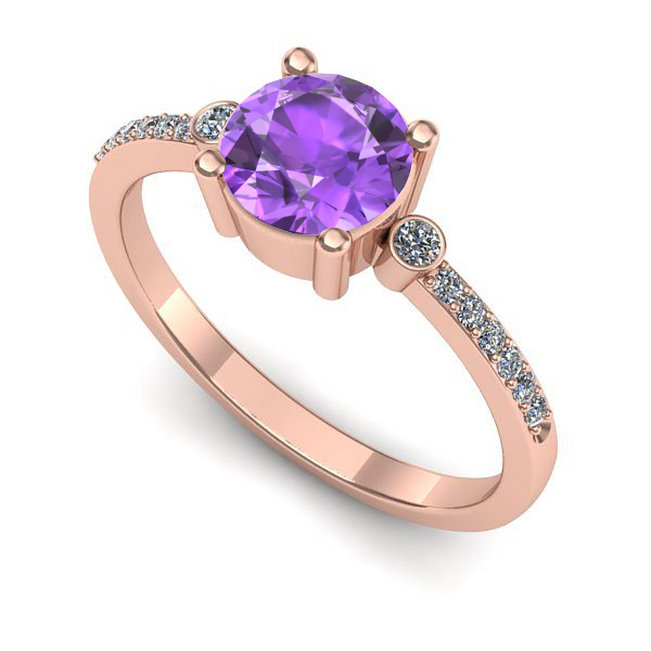 Inel din aur roz cu ametist