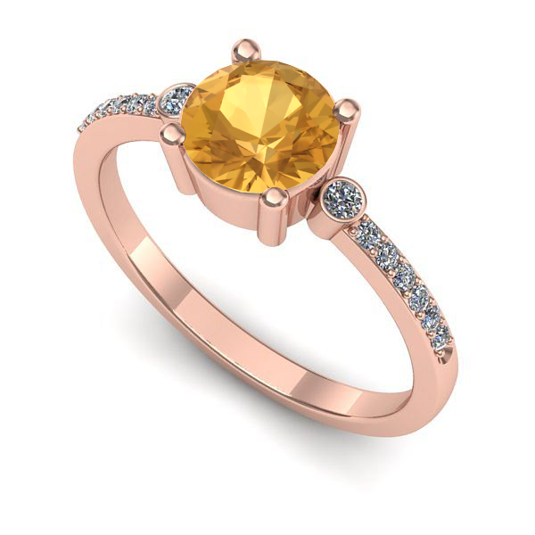 Inel din aur roz cu citrin