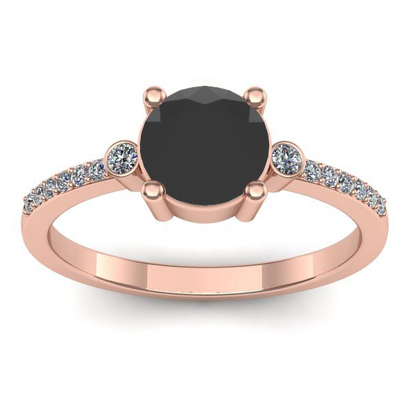 Inel de logodna cu diamant negru rotund