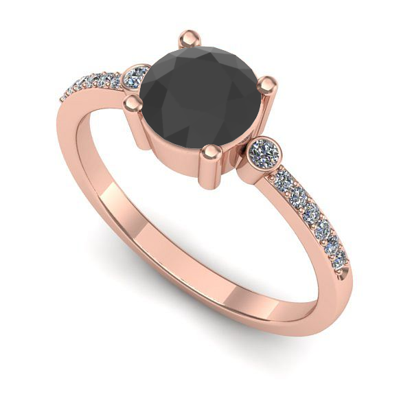 Inel din aur roz cu diamant negru